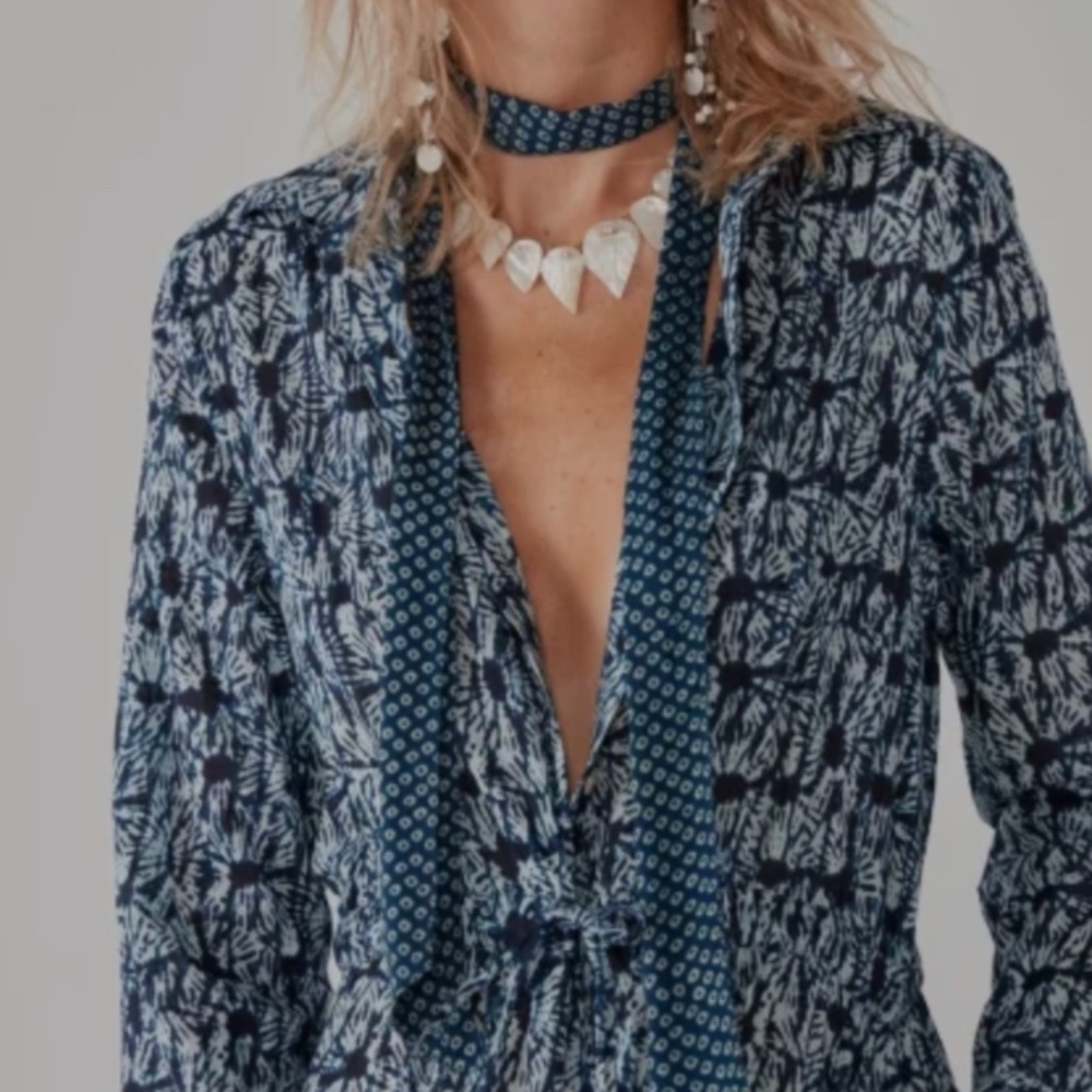 Maison Hotel XL Blue Patterned Maxi Dress